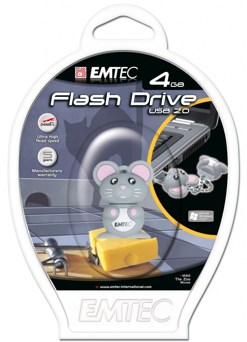 PEN DRIVE EMTEC FLASH ANIMAL RATO 4GB - COD.1316