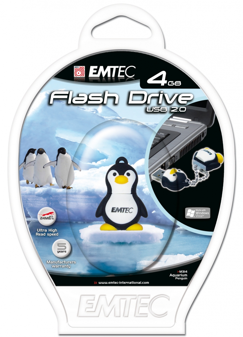 PEN DRIVE EMTEC FLASH ANIMAL PINGUIM 4GB - COD.1312