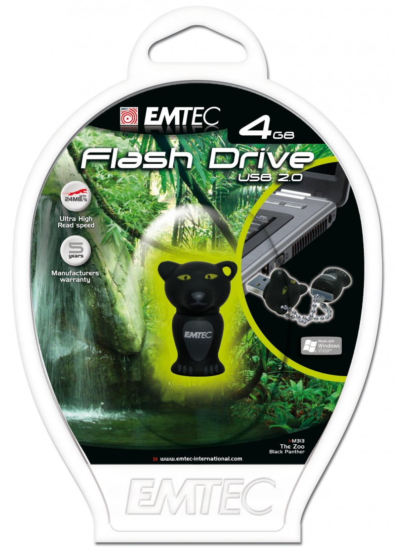 PEN DRIVE EMTEC FLASH ANIMAL PANTERA 4GB - COD.1317