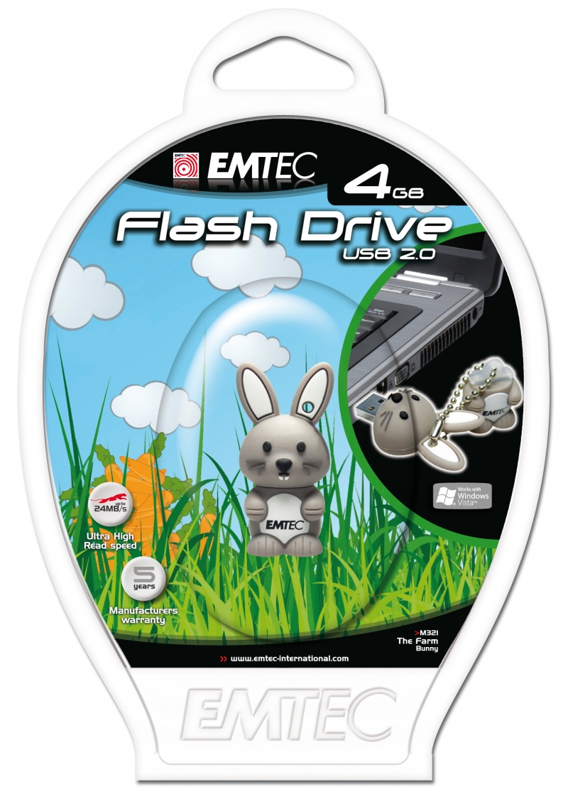 PEN DRIVE EMTEC FLASH ANIMAL COELHO 4GB - COD.1321