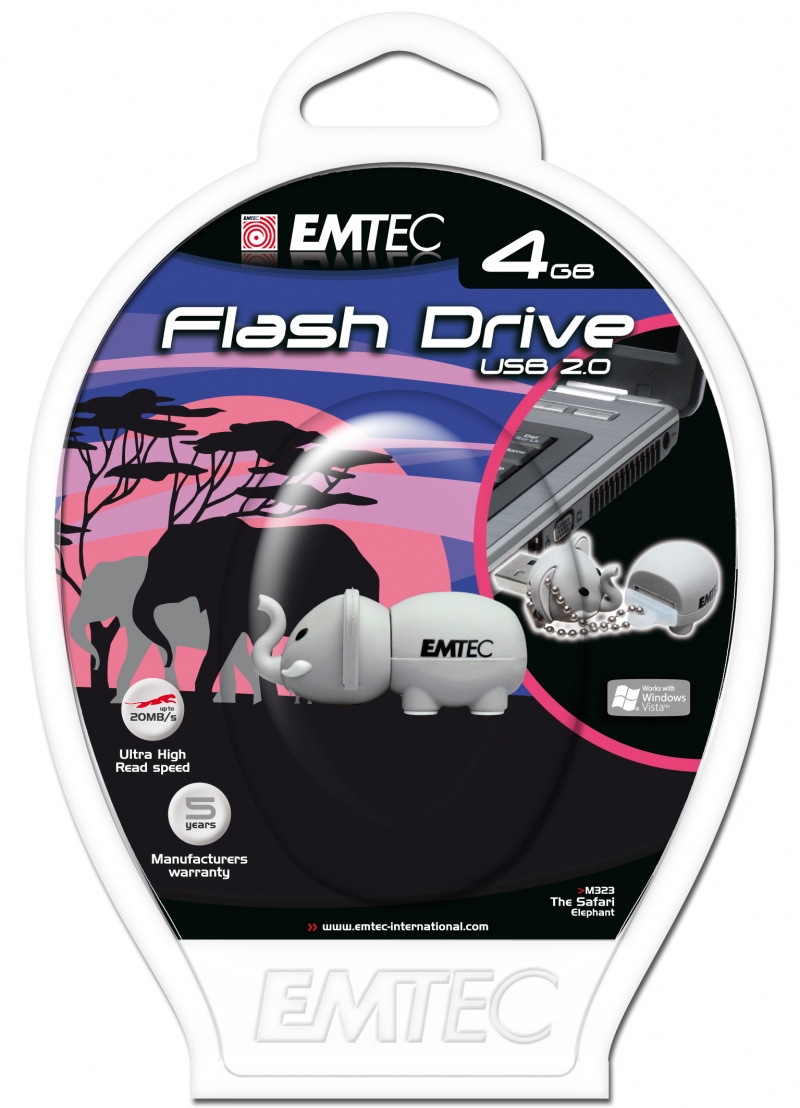 PEN DRIVE EMTEC FLASH SAFARI ELEFANTE 4GB - COD.1506